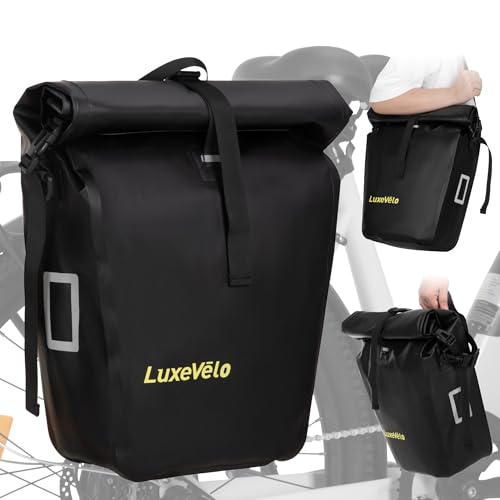 RegalRider Bike Pannier, Waterproof 27L Pannier Bike Bag with Removable Shoulder Strap, Reflective...