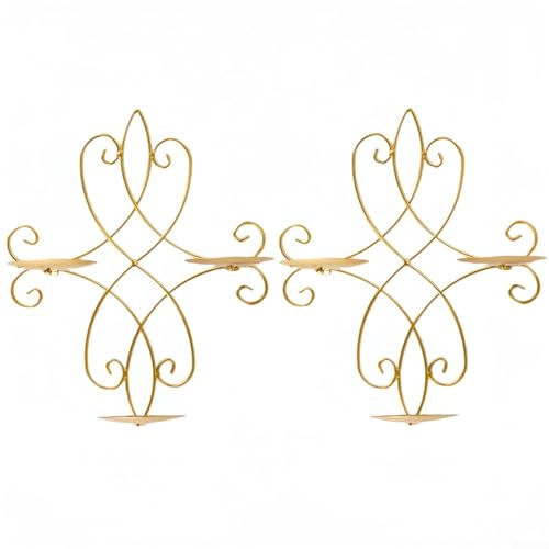Juego de dos portavelas de pared de diseño elegante para un estilo contemporáneo (dorado)