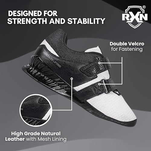 Image of RXN Hercules Weightlifting Shoes for Men and Women - Weight Lifting Shoes for Powerlifting, Deadlifting & Crossfit - Strap and Lace-Up Gym Shoes - Non-Slip Olympic Lifting Shoes