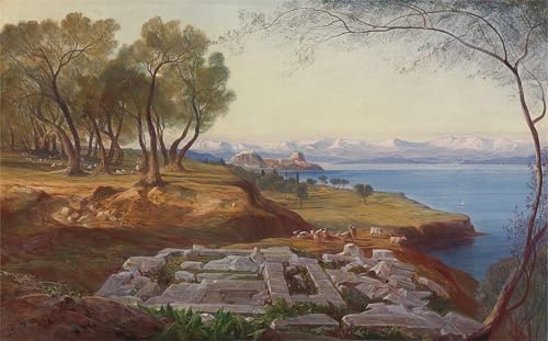 Affiches et gravures impression sur toile Corfou Edward Lear peinture moderne salon 60x90