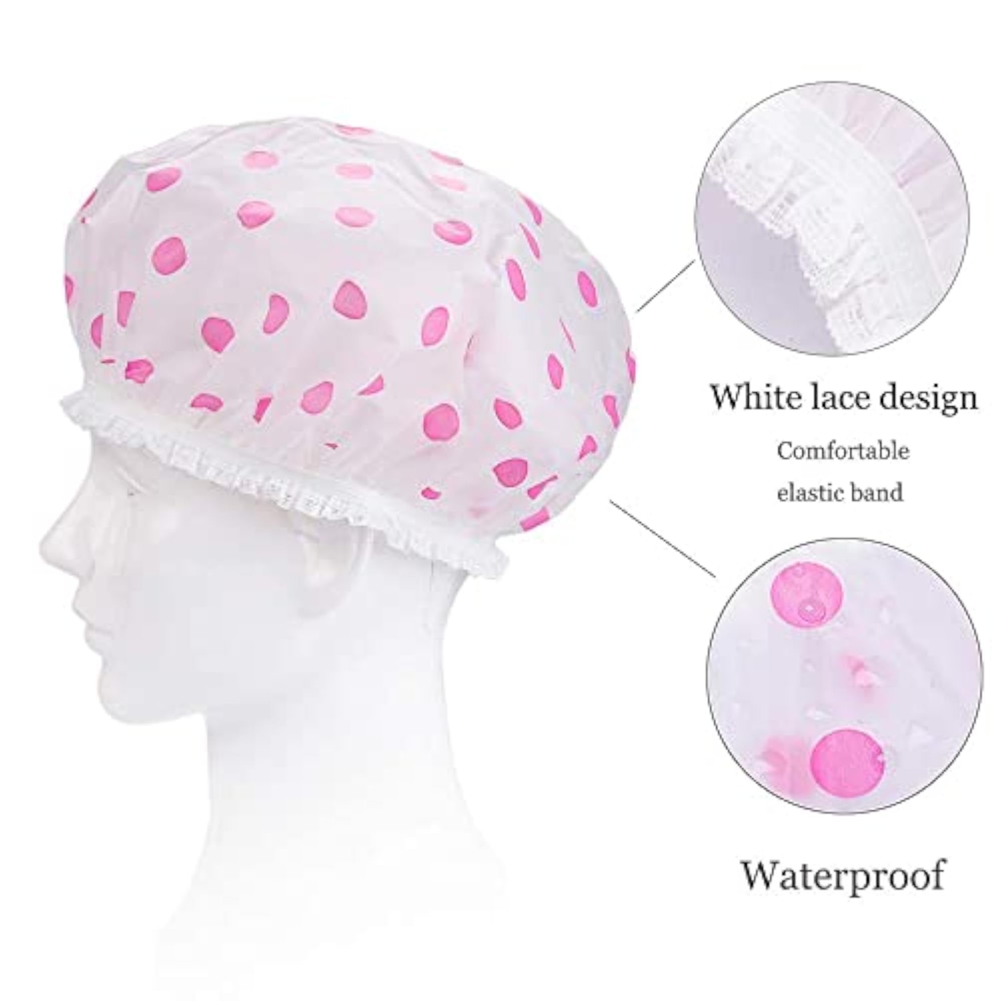 Reusable Waterproof Bathing Hair Cap, Women & Men