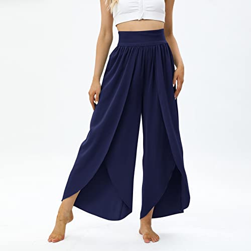 Wide Leg Pants For Women My Orders Placed Recently By Me Bell Bottom Pants For Women Yoga Flowy Palazzo Resort Womens Fashion 2023 Womens Summer Clothes Workout Flare Yoga Pants（A Dark Blue，Small） #TOP3