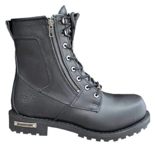 Men's Premium Leather Zipper Motorcycle Boots, Classic Black 10011-M - Main Image