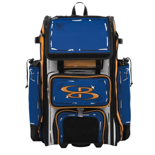 Boombah Catchers Superpack Hybrid Rolling Bat Bag Animate Azure/Autumn Glory/White