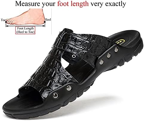 NUGKPRT flip flop,Men Slides Leather Mens Slippers Outdoor Summer Shoes Casual Sliders Soft 18 Black | Image 1