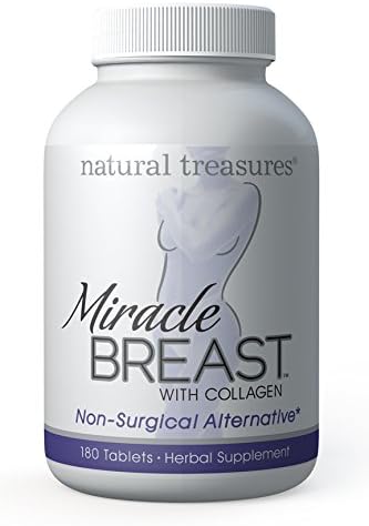 Breast Enhancement Pills with Collagen - 180 Tablets, No Surgery Needed, All Natural from Highly Trusted Miracle Breast - Works Fast for Fuller, Firmer Breasts