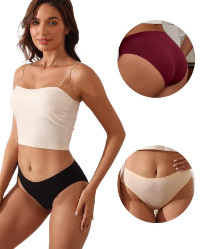 Image of Women's Seamless Underwear Stretch Bikini Panties No Show Invisible Hipster XS to 3XL 6 Pack