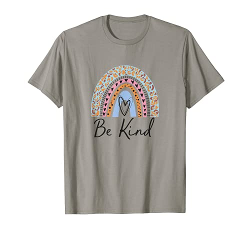 Be Kind Boho Rainbow Leopard with Heart T-Shirt
