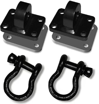 BILLET4X4 XD 3 TON Bumper Shackle MOUNTS - MACHINED Pair with D-Shackles & Backing Plates