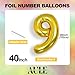 AULE 40 Inch Big Gold 9 Balloon Number Large Foil Helium Number Balloons 0-9 Jumbo Giant Happy 9th Birthday Party Decorations for Boy or Girl Huge Mylar Anniversary Party Supplies