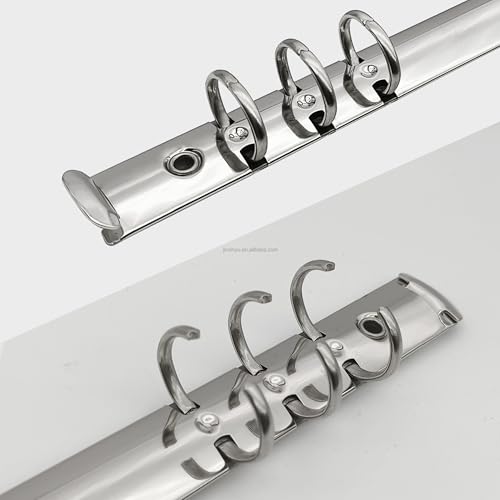 Image of Metal A6 Notebook 6-Ring Binder Mechanism Replacement Kit Loose Leaf Binding Spines, Pack of 2, Metal Rivets (Nickel)