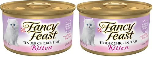 Image of Fancy Feast Purina Kitten Tender Chicken Feast Wet Kitten Food Pate - 3 oz. Cans,(Pack of 48)