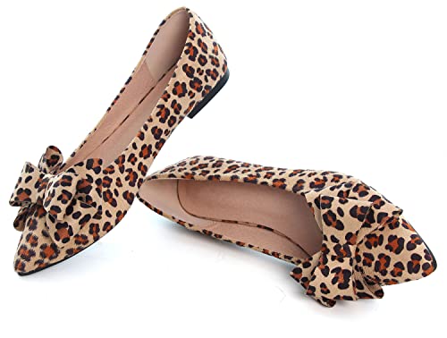Image of SAILING LU Womens Bowknot Ballet Flats Pointy Toe Suede