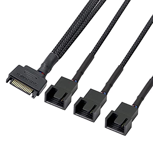 GELRHONR Câble adaptateur répartiteur de ventilateur de refroidissement SATA 15 broches vers 3 x 3 broches / 4 broches (3,8 à 3,3 m) Cover