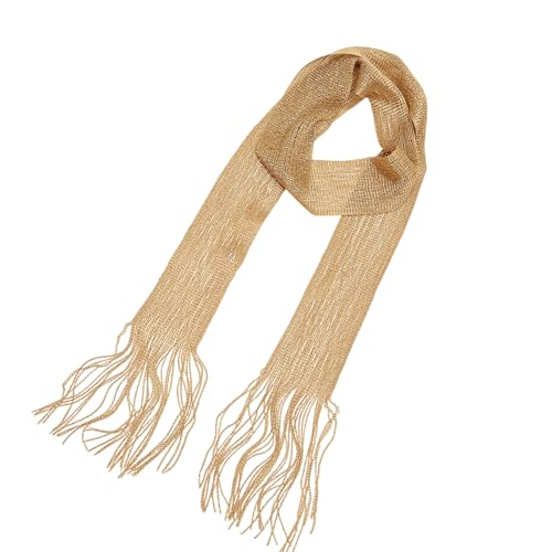 Chenxi Studio Long Thin Scarf With Fringed Shimmering Neck Scarf Narrow Scarf For Women Formal Dinner Party Neckwear Fashion Accessory