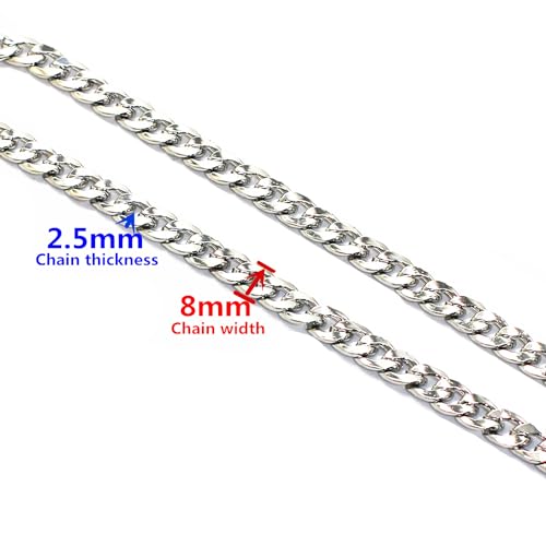 Image of Model Worker DIY Iron Flat Chain Strap Handbag Chains Purse Chain Straps Shoulder Cross Body Replacement Straps with Metal Buckles (31.5 inch, Silver)