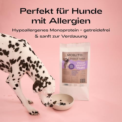 MOOLITO Insect Vital (10 kg) – Hundefutter trocken, Getreidefrei mit Insektenprotein – hypoallergenes Hundetrockenfutter für empfindliche, ausgewachsene Hunde – nachhaltiges Alleinfuttermittel