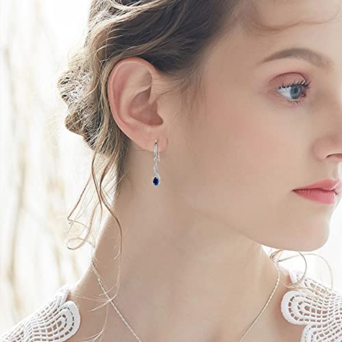 Dangle Earrings for Women, Sterling Silver January Birthstone Cubic Zirconia Drop Earrings Birthday Gifts for Her, with Gifts Box4