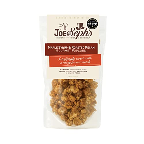 Joe & Sephs Maple Syrup & Roasted Pecan Gourmet Popcorn (1x80g) |1 Star Great Taste Award gourmet popcorn air-popped popcorn popcorn bag on the go snack sweet popcorn nuts
