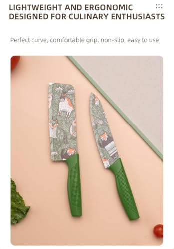Image of 3 Piece Stainless Steel Professional Kitchen Knife Set /Meat Knife /Chef Knife with Non-Slip Handle Sharp Manual Sharpening for Home Kitchen, High Carbon Stainless Steel Knife Set (Green)