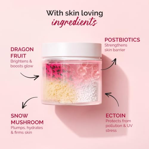 Image of Taupe Dragon Fruit Face Mask with Ectoin & Postbiotics for All Skin Types, Pollution Defense & Skin Firming Mask with Snow Mushroom for Deep Hydration & Barrier Repair, Reduces Dullness & Fine Lines, Derma Tested - 100g