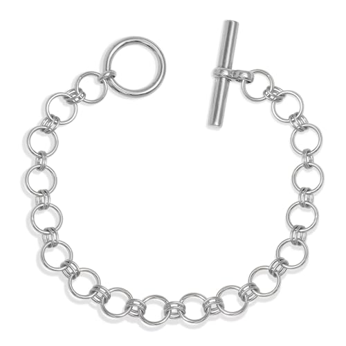 Image of TRUESILVER ACPL 925 Sterling Silver Bracelet for Women | BIS Hallmarked T-Bar Interlock Link Chain Bracelets Gift for Anniversary Wedding Birthday