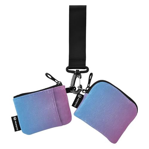 Blue Gradient Women's Change Wallet Card Cases Slim Portable Zipper Cash Coin Purse with Wristle Strap for Ladies Girls 2 Pcs