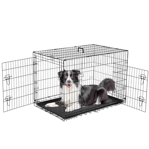 Sweetcrispy 42 Inch Dog Crate, Medium Large Crates...