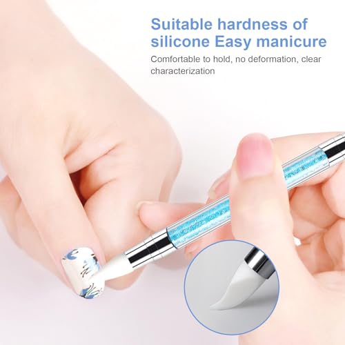 5 Stück Doppel Köpfe Silikon Nagel Pinsel, Experte Nagel Art Pinsel, Nail Art Dotting Tools, Silikon-Modellierpinsel Set Maniküre Werkzeuge für DIY Nail Art Design