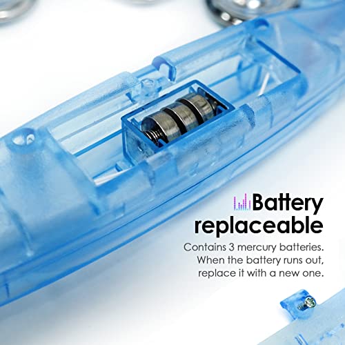 Led Tambourine - Musical Flashing Handheld Percussion Instruments For Adults - Light Up Tambourine With Batteries Included (Blue) #TOP3