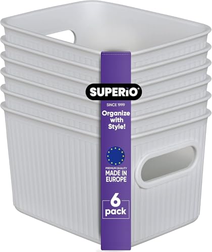 Paniers de rangement esthétiques Superio | Collection nervurée haut de gamme 6 pièces