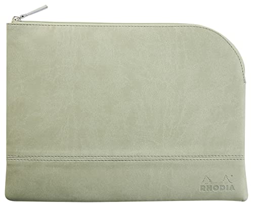 Rhodia 116628C - Rhodiarama pochette zippé en simili cuir italien - taille M (16x22 cm) NACARAT