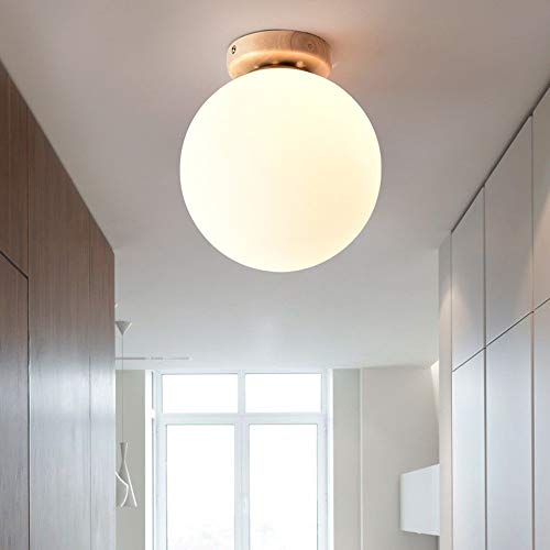 Lámpara de techo de madera E27 con diseño esférico mini para iluminación interior moderna 4