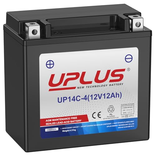UPLUS ATV Battery UP14C-4 12V 12Ah 200A(EN), replace for-TX14 Scooter Snowmobile UTV Motorcycle Battery Maintenance Free Sealed Agm Powersports | Confirm size before order 150L x 87W x 145H(mm)