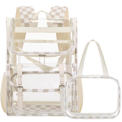 Image of DIGOBAY Clear Backpack with Lunch Bag, Corduroy Clear Bookbag Heavy Duty