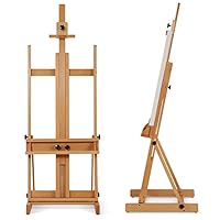 VISWIN Large H-Frame Easel for Painting 53\"-91\" H, Adjustable Solid Beech Wood Heavy Duty Easel Stand with Storage Tray, Hold Canvas up to 78\", Art Easel for Adults, Artists - Natural
