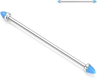 GAGABODY Industrial Bar Industrial Piercing Jewelry 14G G23 Titanium Industrial Barbell for Women Men with Ball/Opal Industrial Earrings Cartilage Earring Externally Threaded 1 1/2 Inch 38mm