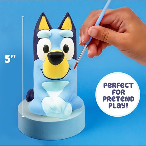 Image of Bluey Paint Your Own Figurine, Fun Paintable Ceramic Figure, Includes 6 Acrylic Paints, Paintbrush, Toys, Birthday Decorations, Party Favors, Kids Activities