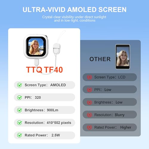 Image of Wireless Vlog Selfie Monitor Screen with AMOLED Display, 4K Phone Vlog Selfie Monitor Screen Bluetooth Remote, Magnetic Back Camera Monitor for Vlog Live Stream TikTok, Compatible with iPhone /Android
