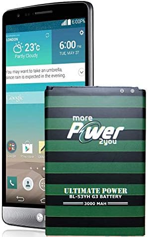 morePower2You LG G3 Battery (3000 mAh) Li-Ion Battery for The G3 [D852, D855, AT&T D850, T-Mobile D851, Verizon VS985, Spring LS990] | LGG3 Spare Battery