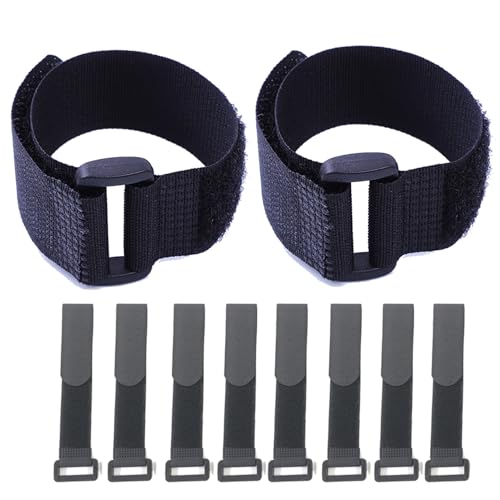 HUAPX Fastening Hook and Loop Cable Straps,10Pack Black Self-Adhesive Cable Ties,Nylon Securing Straps with Buckles,Adjustable and Reusable Cinch Straps for Cords Organized and Tidy(1' x 12')