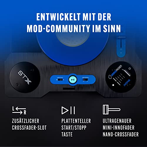 Stanton STX - Tragbarer Scratch DJ-Turntable mit Innofader Nano Crossfader, Bluetooth, Pitch Slider, USB Recording, Lautsprecher, 2 Akkubatterien