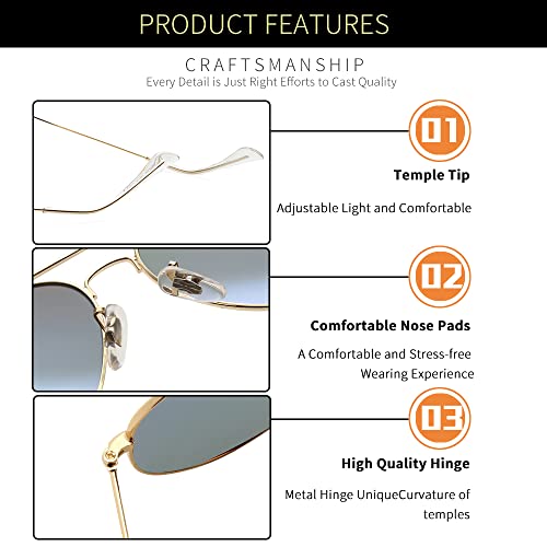 Image of grey jack Polarized Classic Aviator Sunglasses Military Style for Men Women Golden Frame Ice Blue Lens Medium