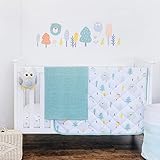 Sitio de sueño del bebé recomendado con garantía de por vida: La vida de los recuerdos comienza con la calidad de por vida, y este set de dormitorio para bebé no es una excepción, con un diseño lindo, moderno, con temática de búhos y bosques, incluye todo lo necesario - sábanas, edredón, manta de bebé y vinilos decorativos a juego para transformar una habitación aburrida en un hogar acogedor