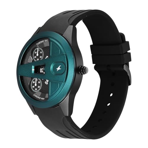 Image of Fastrack Overdrive Micromotor Quartz Analog with Black Dial Black Silicon Strap Watch for Men - 3331KP01