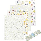 KAHZOR 4 pezzi Adesivi Unghie 3D Fiori,Stickers Unghie Autoadesivi,Decorazioni 5D,Sticker per Unghie,Nail Art Stickers per Unghie,Disegni Nail Art per Primavera e Estate,Accessori per Nail Art