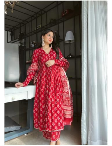 Image of Rangnavi Women's Printed Kurta with Palazzo & Dupatta | Ethnic Set | Kurta Set
