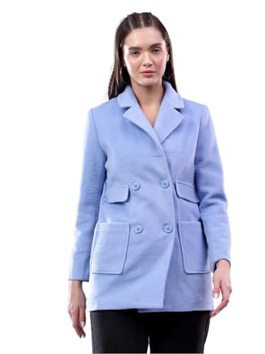 KOTTY Women's Longline Double-Breasted Classic & Timeless Elegance Coat(Blue,M) Deal