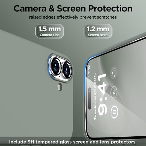 Image of Magnetic for iPhone 16 Case, Compatible with MagSafe, Liquid Silicone Phone Cover with Screen Protector & Camera Protector, Soft Anti-Scratch Microfiber Lining Inside 6.1 inch, Calke Green