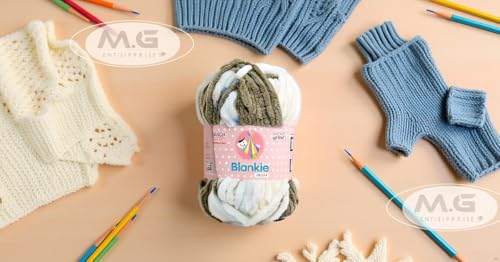 Image of GANGA Knitting Yarn Thick Chunky Wool, Blankie White Mouse 400 GMS Best Used with Knitting Needles-NE Art-AAEG